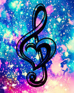 Treble clef heart in space paint by numbers kit for beginners