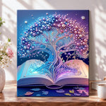 Tree emerging from book pearl diamond painting kit for beginners