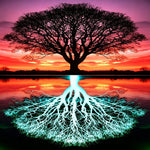 Tree of life with glowing roots paint by numbers kit for beginners