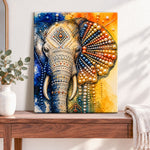 Finished tribal beaded elephant pearl diamond painting artwork displayed as home decor
