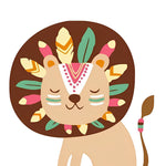 Tribal lion with feathers cross stitch kit for beginners