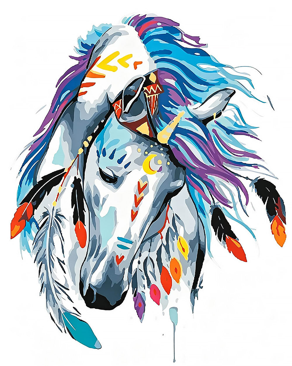 Tribal painted unicorn cross stitch kit for beginners