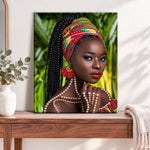 Finished tribal pearl beauty pearl diamond painting artwork displayed as home decor