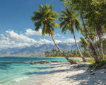 Tropical beach and palm trees paint by numbers kit for beginners