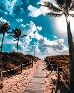 Tropical beach boardwalk cross stitch kit for beginners