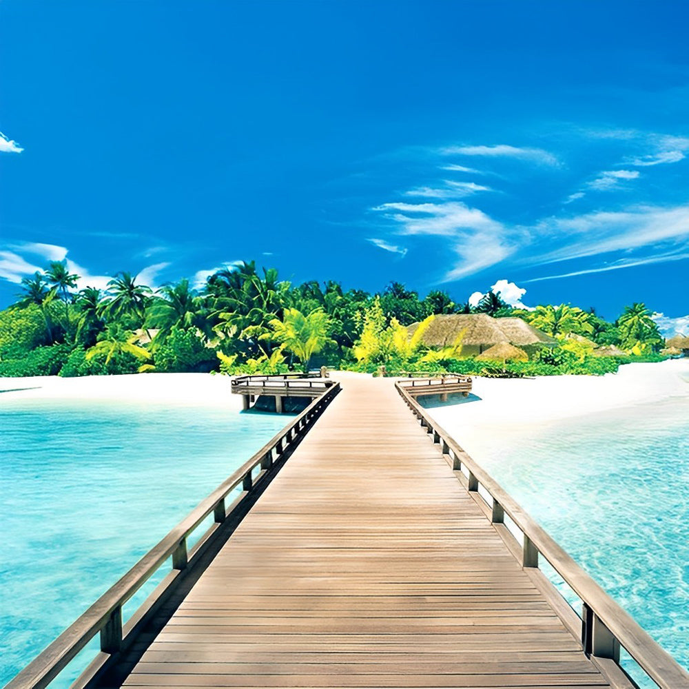 Tropical island boardwalk to paradise cross stitch kit for beginners