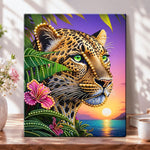 Tropical jaguar glow pearl diamond painting kit for beginners