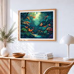 Tropical jungle butterflies paint by numbers artwork displayed on wall as home decor