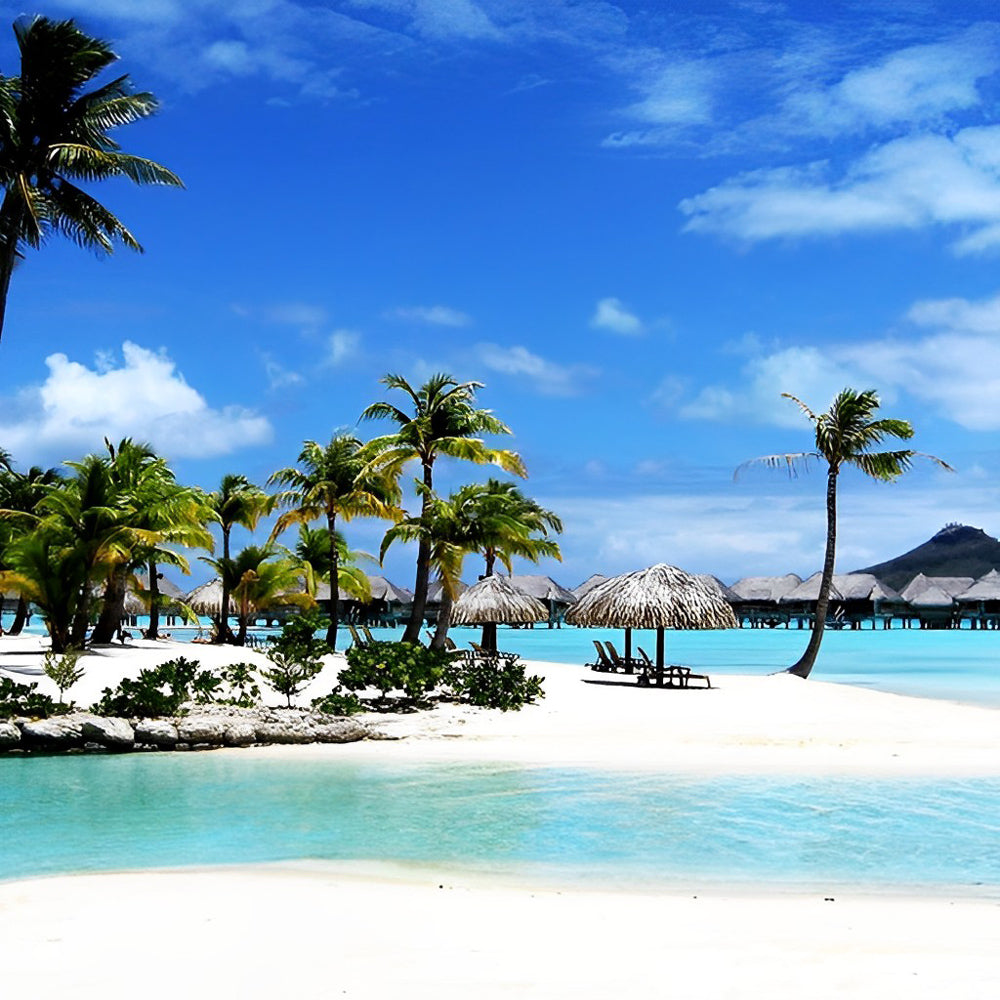 Tropical lagoon resort cross stitch kit for beginners