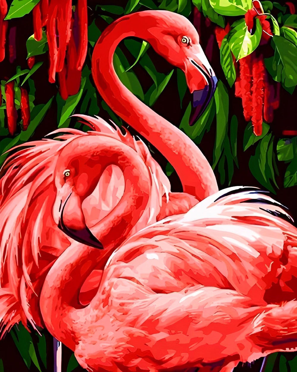 Tropical pink flamingos cross stitch kit for beginners