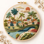 Tropical riverside hamlet embroidery kit