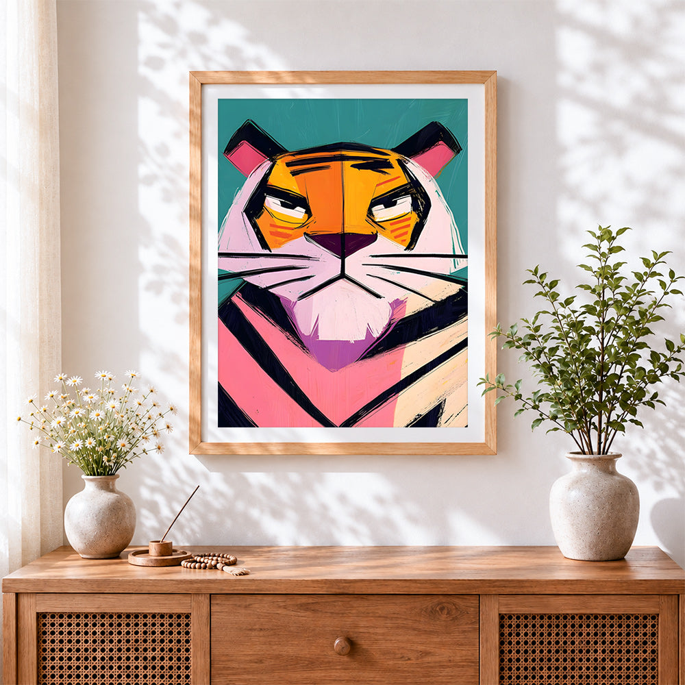 Finished tsundere cartoon tiger] cross stitch artwork displayed