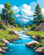 Turquoise mountain stream cross stitch kit for beginners