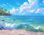 Turquoise ocean waves cross stitch kit for beginners