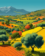 Tuscan rolling hills and olive trees cross stitch kit for beginners