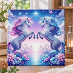 Twin celestial unicorns pearl diamond painting kit for beginners