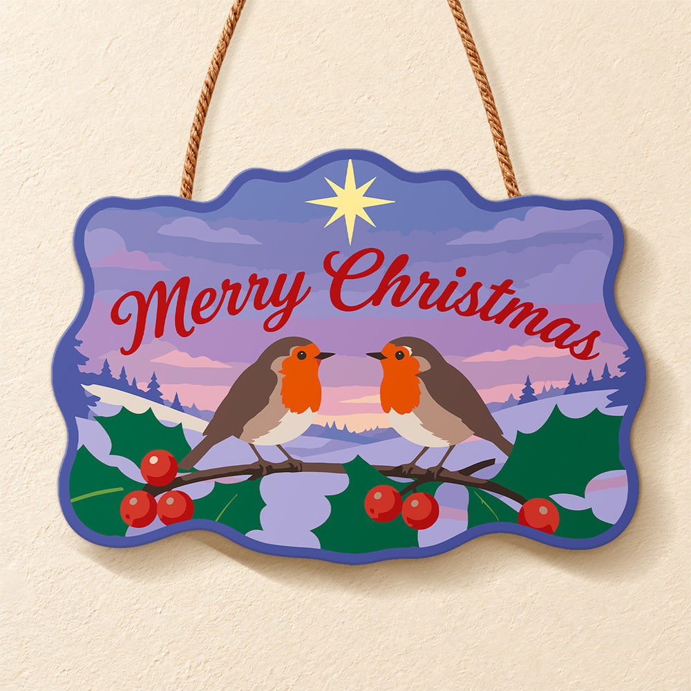 Twin robins starry sky paint by numbers door hanger finished design