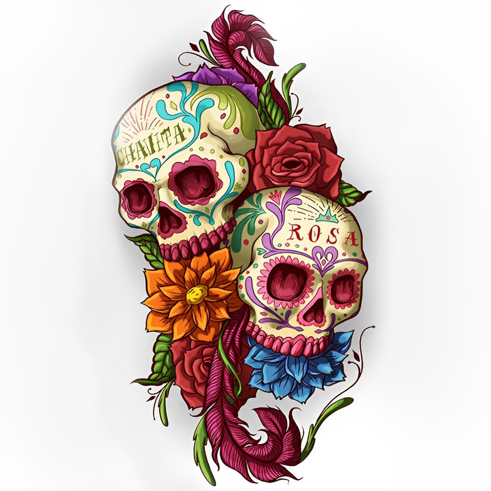 Twin sugar skulls cross stitch kit for beginners