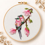 Two birds on magnolia branch embroidery kit
