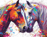 Two colourful horses in love cross stitch kit for beginners