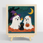 Two cute trick or treat ghosts punch needle kit for beginners