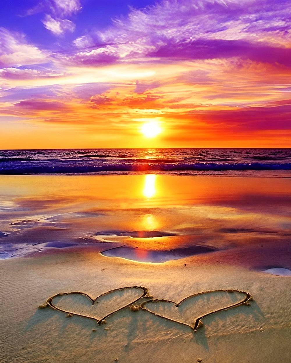 Two hearts on the beach cross stitch kit for beginners