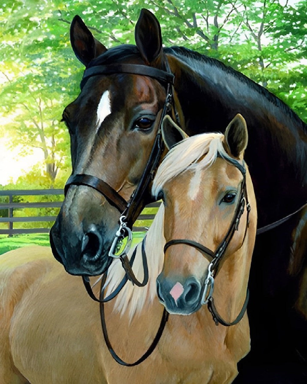 Two horses in bridles cross stitch kit for beginners