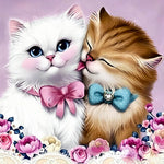 Two kittens kissing cross stitch kit for beginners