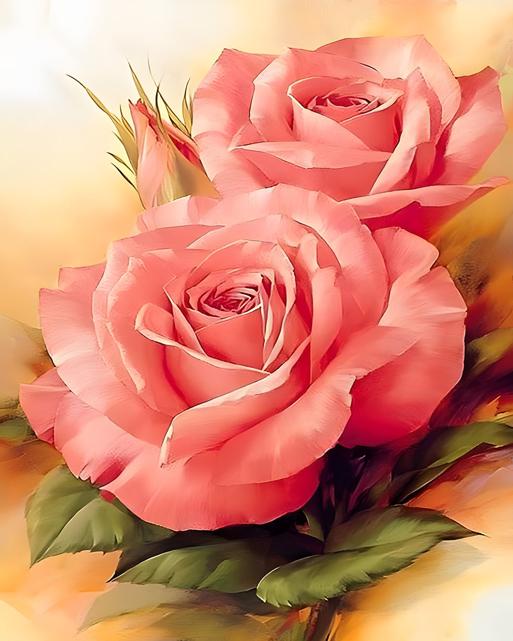 Two pink roses cross stitch kit for beginners