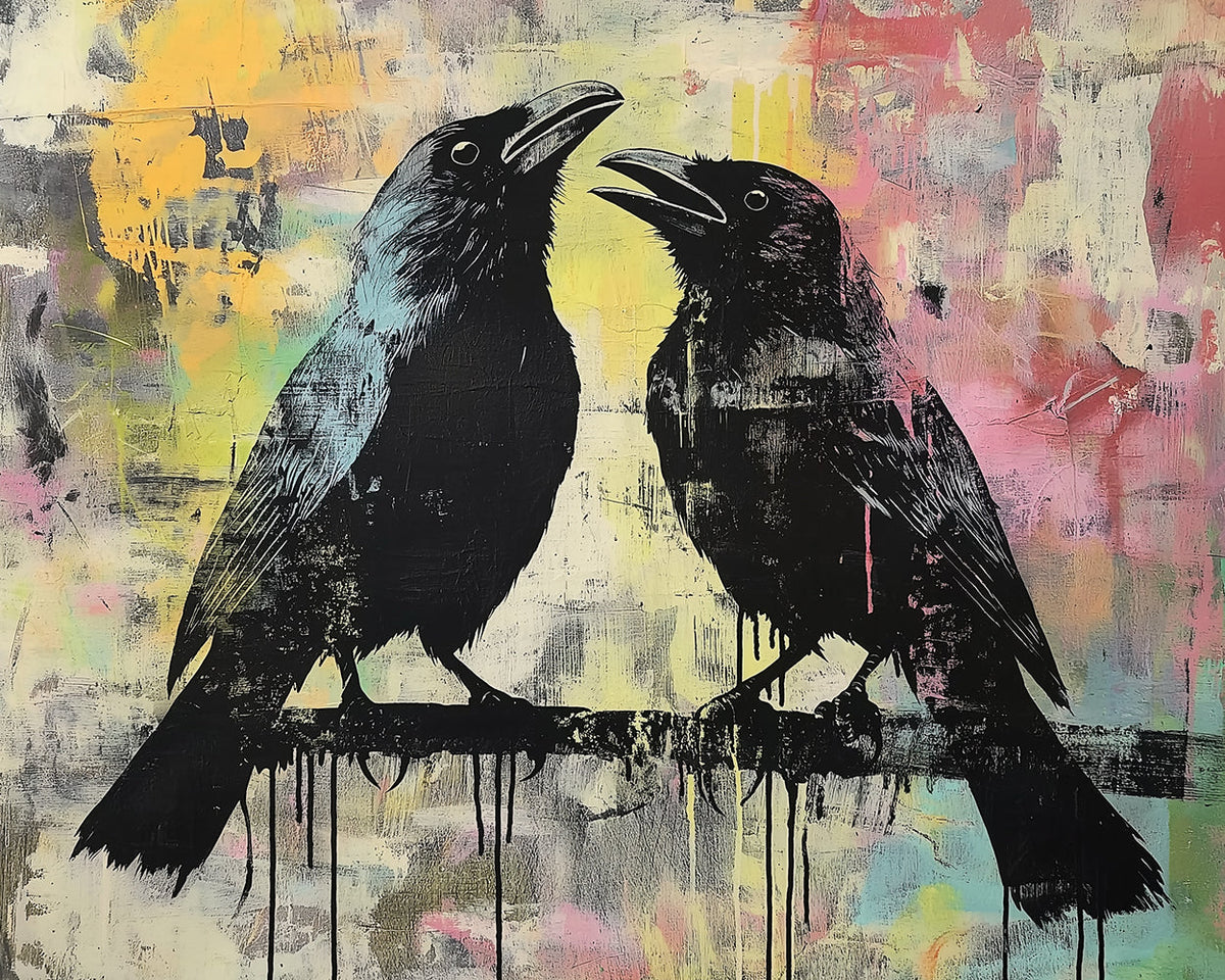 Two ravens in conversation cross stitch kit for beginners