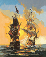 Two sailing ships cross stitch kit for beginners