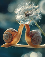 Two snails and a dandelion cross stitch kit for beginners