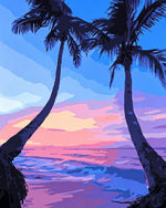 Two tropical palm trees cross stitch kit for beginners
