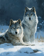 Two wolves in snow cross stitch kit for beginners
