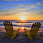 Two yellow adirondack chairs on the beach paint by numbers kit for beginners