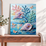 Finished underwater pearl conch pearl diamond painting artwork displayed as home decor