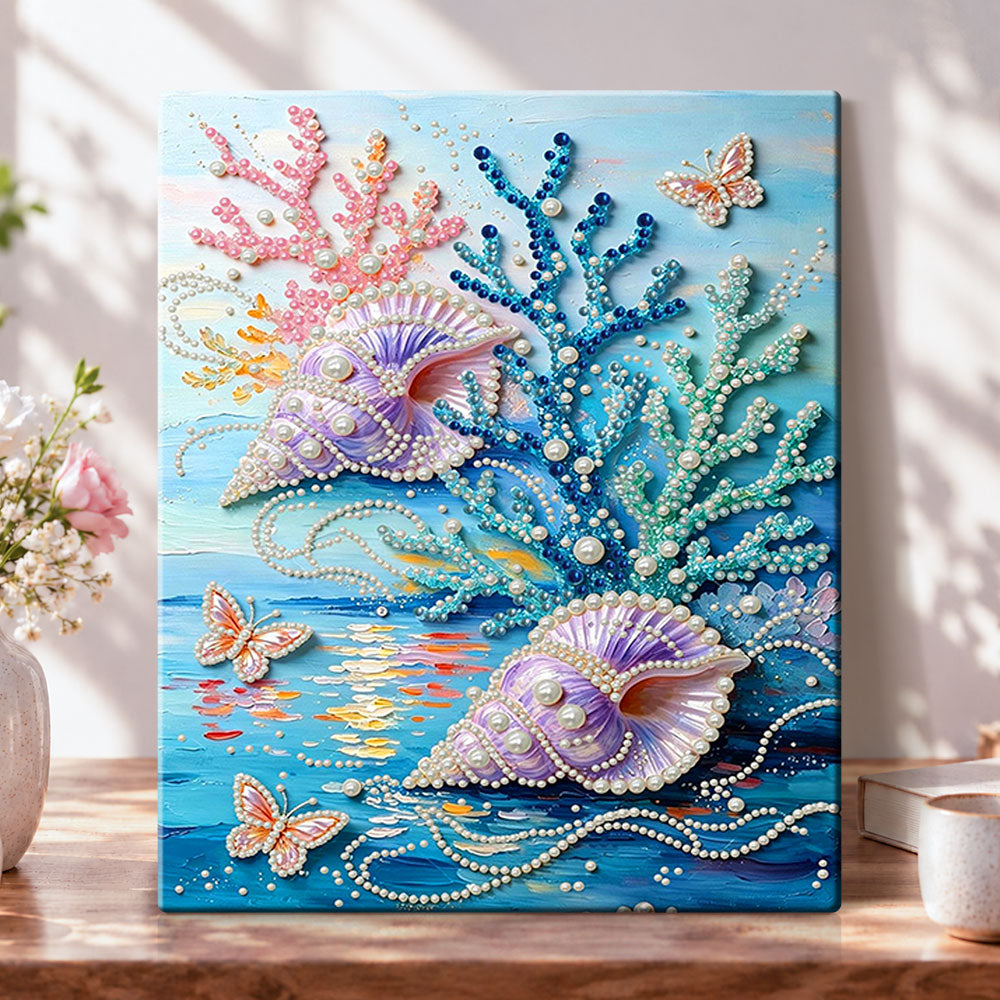 Underwater pearl conch pearl diamond painting kit for beginners