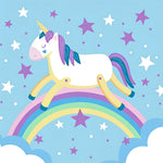 Unicorn balancing on a rainbow cross stitch kit for beginners