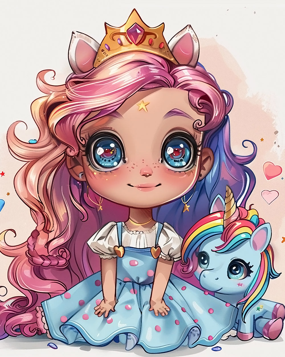 Unicorn princess girl cross stitch kit for beginners