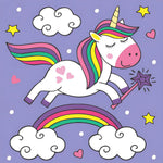 Unicorn with magic wand and rainbow cross stitch kit for beginners