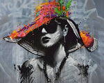 Urban graffiti portrait with colourful hat cross stitch kit for beginners
