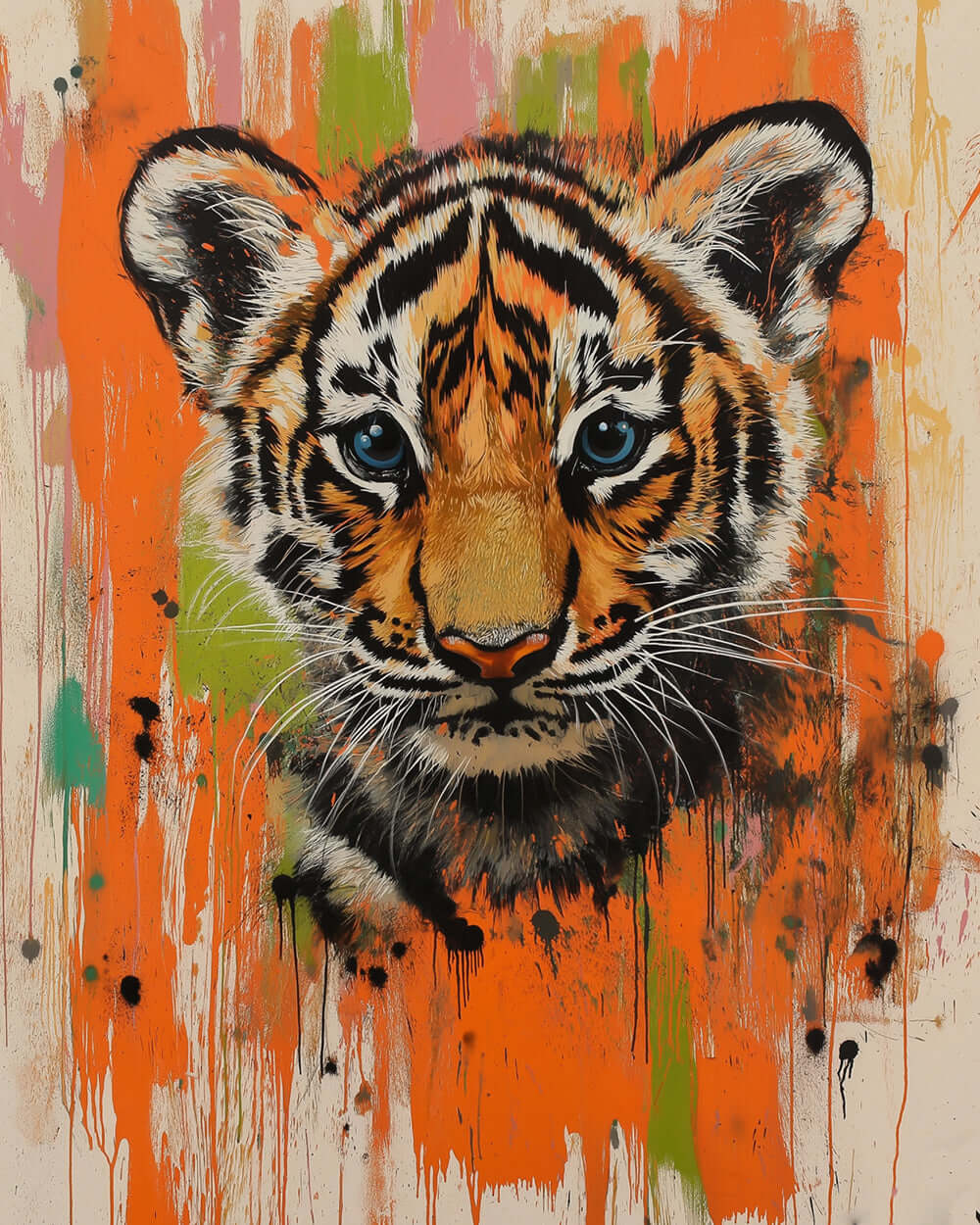 Urban graffiti tiger cross stitch kit for beginners