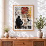 Finished urban street art hoodie figure cross stitch artwork displayed