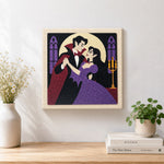 Finished vampire midnight dance artwork displayed on a wall