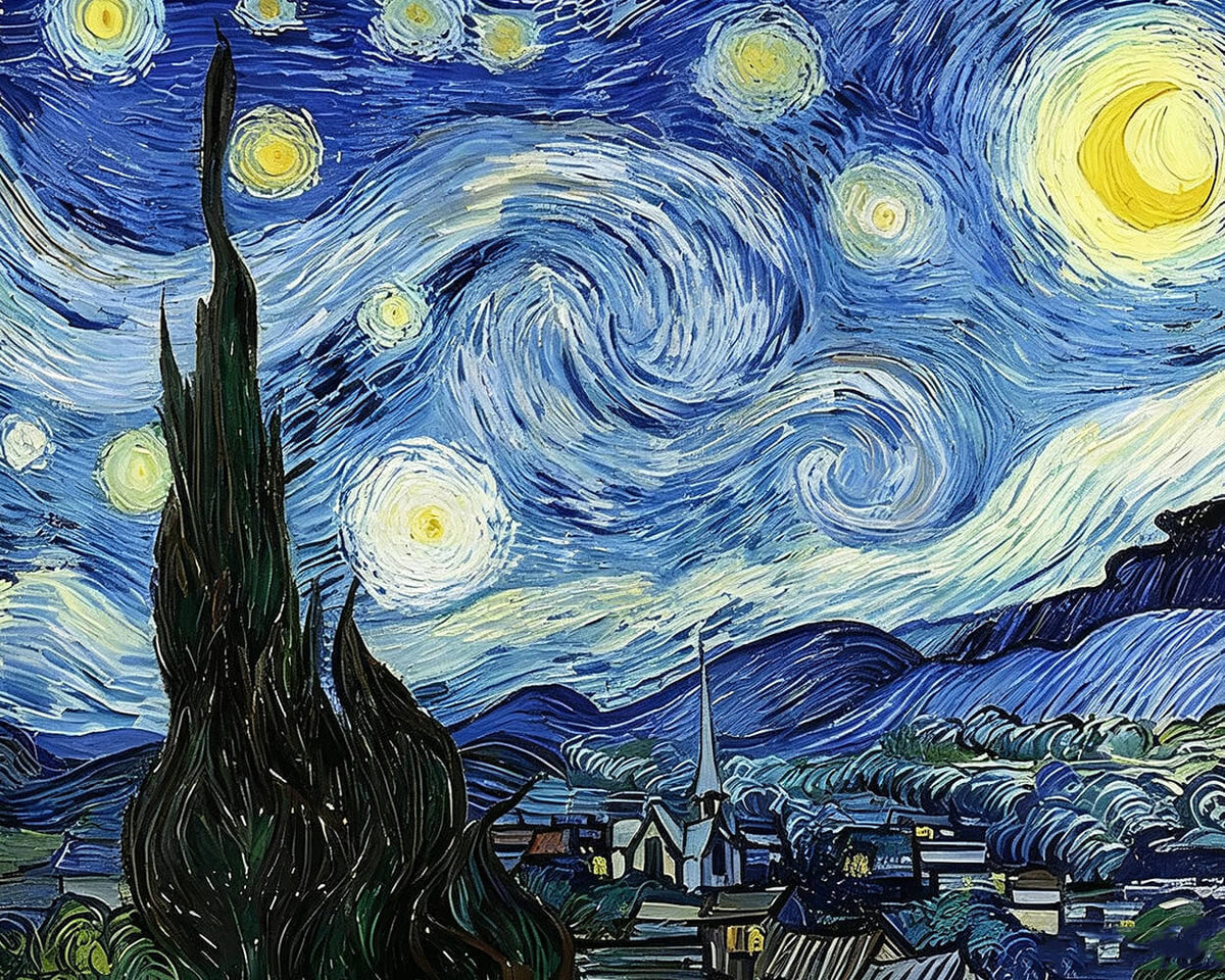 Van gogh starry night cross stitch kit for beginners
