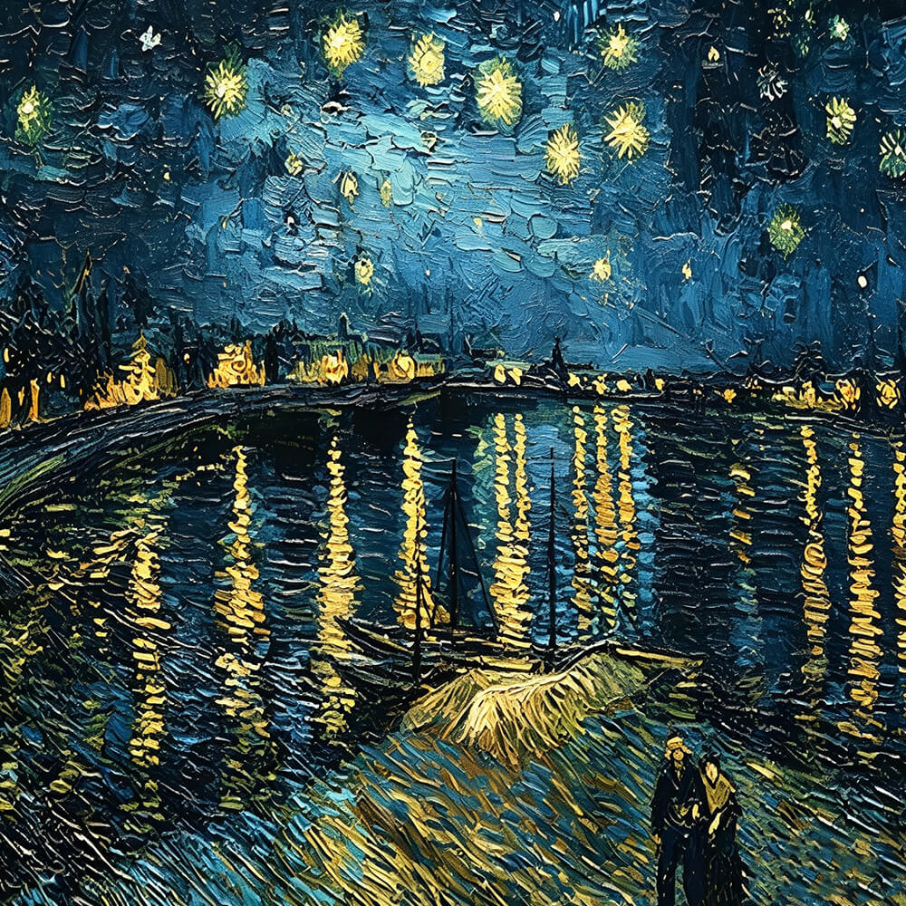Van gogh starry night over the rhone cross stitch kit for beginners