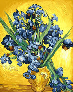 Van gogh style blue irises cross stitch kit for beginners