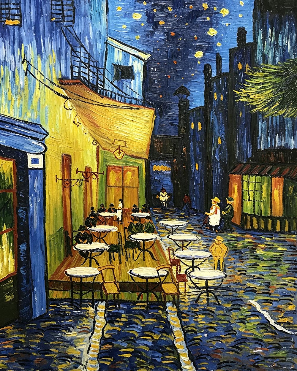 Van gogh style cafe terrace at night cross stitch kit for beginners