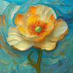 Van gogh style impasto yellow poppy cross stitch kit for beginners