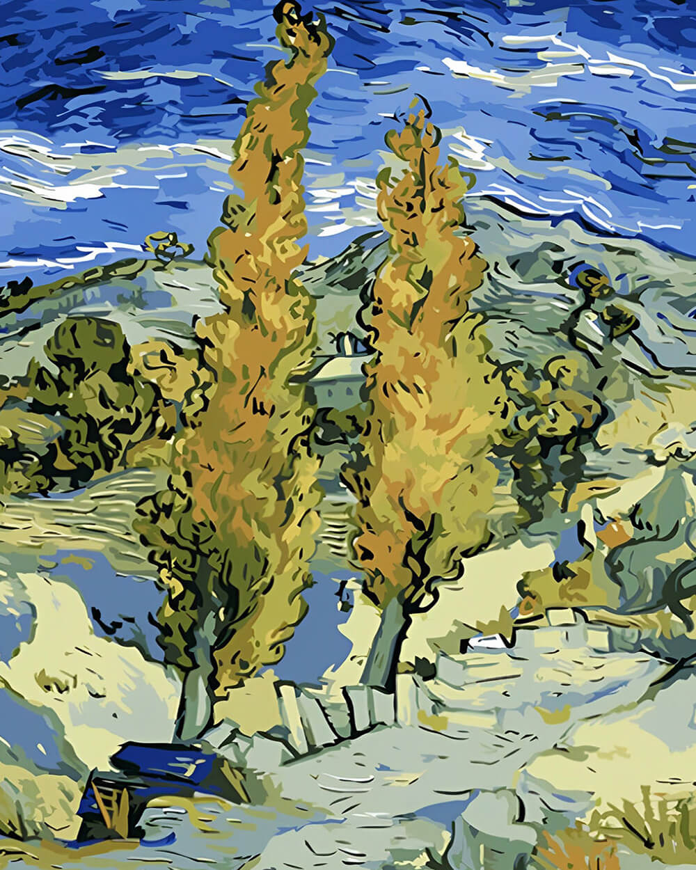 Van gogh style landscape cross stitch kit for beginners